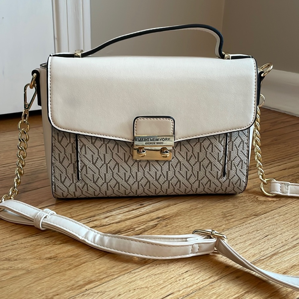 Marc New York Cream Logo Crossbody Bag